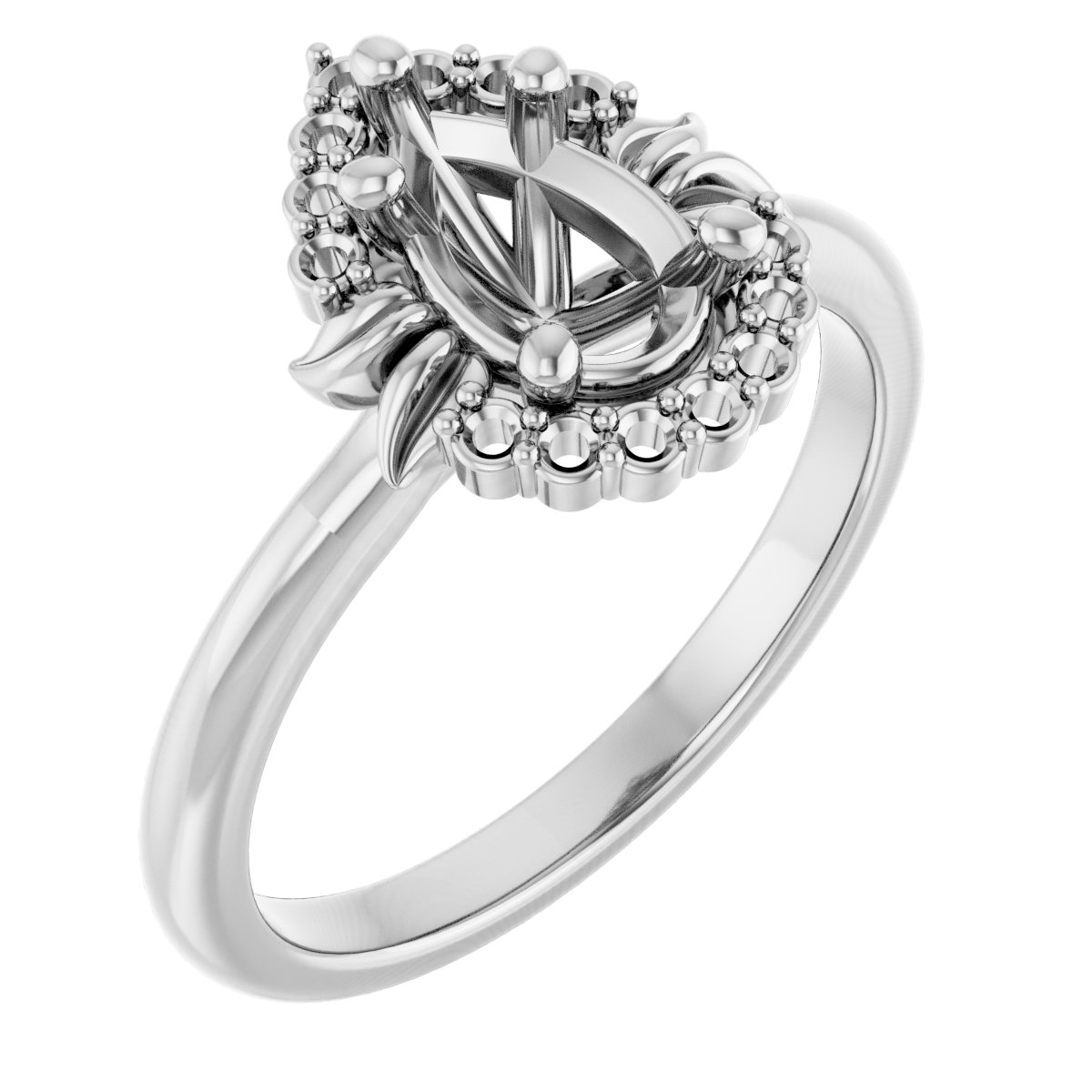 Accented Floral Engagement Ring