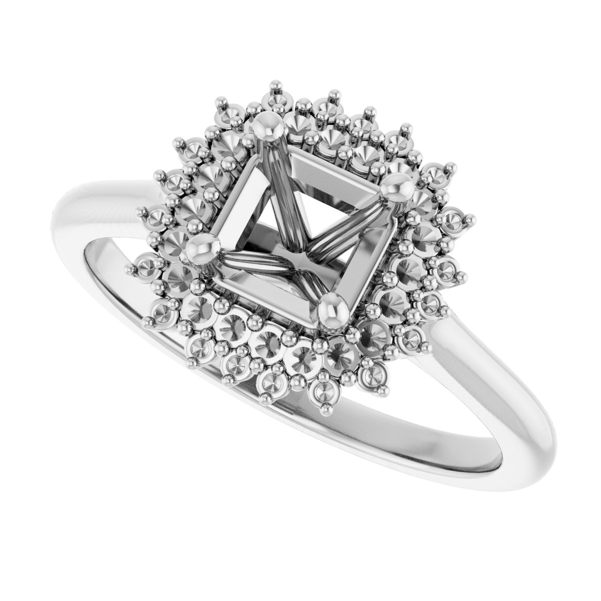 4.5 mm Square Engagement Ring Mounting view 5