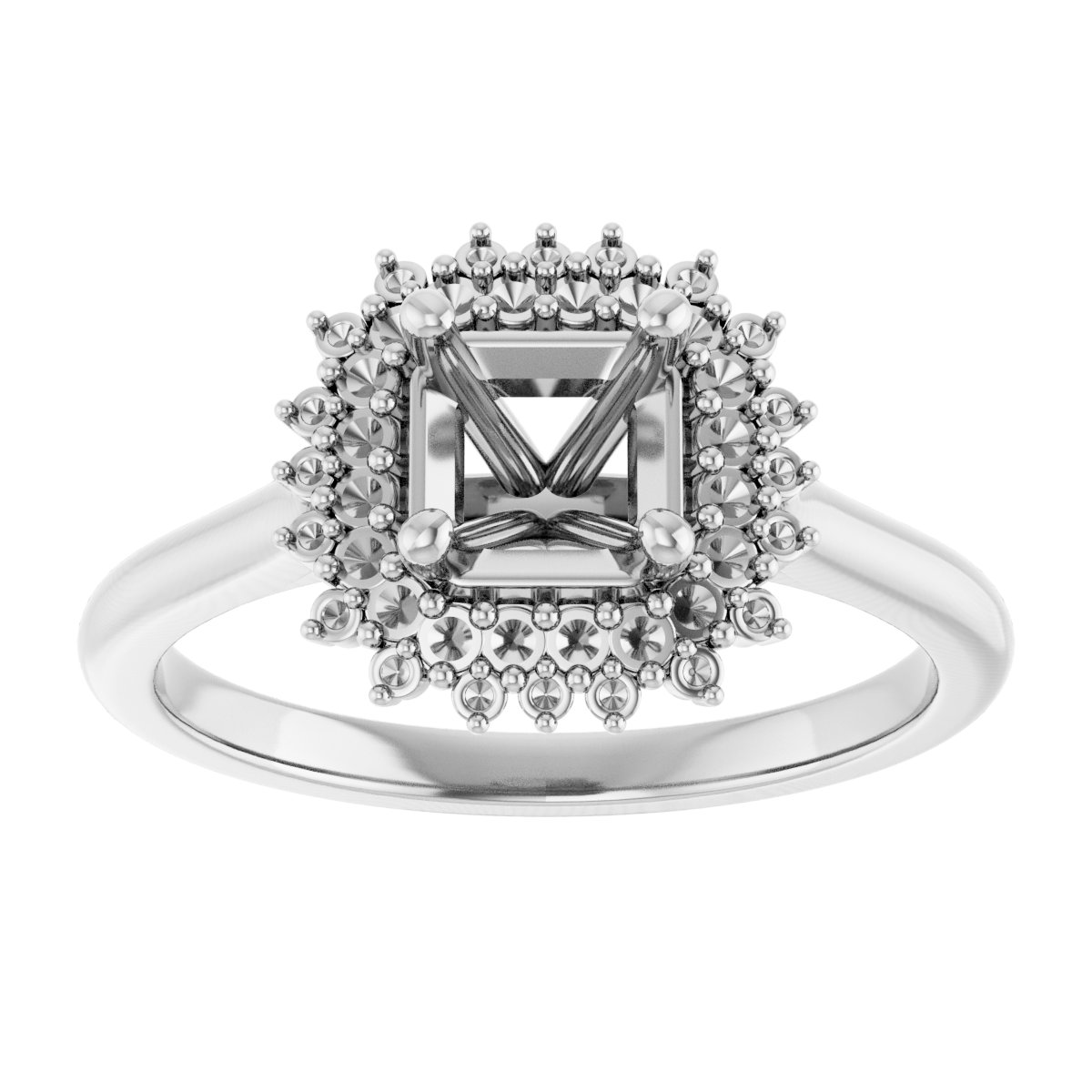 4.5 mm Square Engagement Ring Mounting view 3