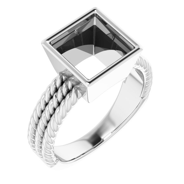 Bezel-Set Solitaire  Rope Ring
