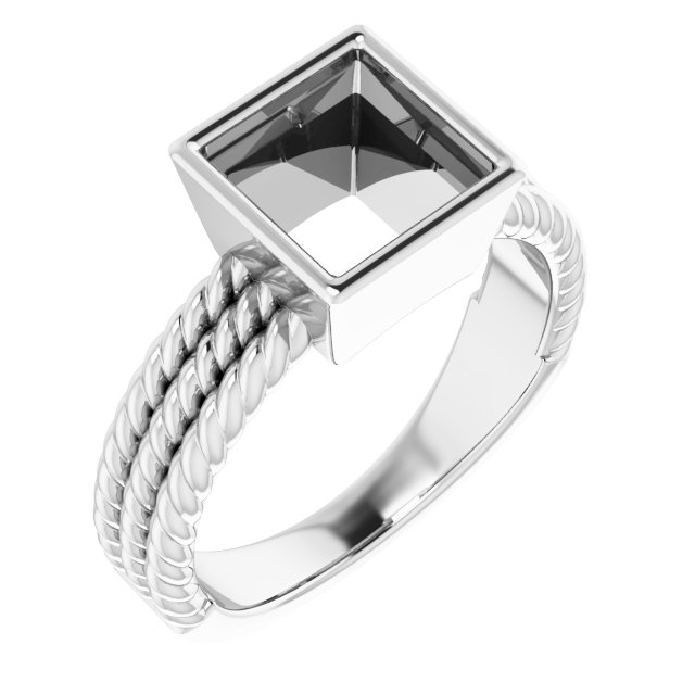 Bezel-Set Solitaire  Rope Ring