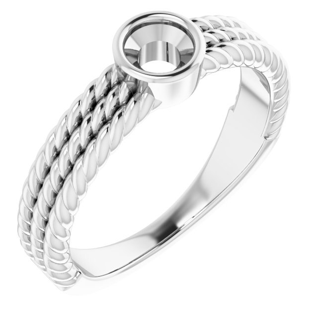 Bezel-Set Solitaire  Rope Ring