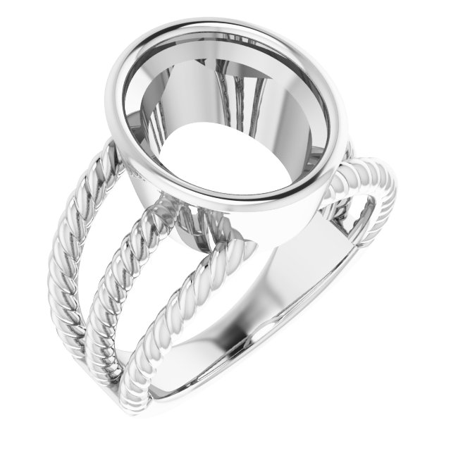 Bezel-Set Solitaire  Rope Ring
