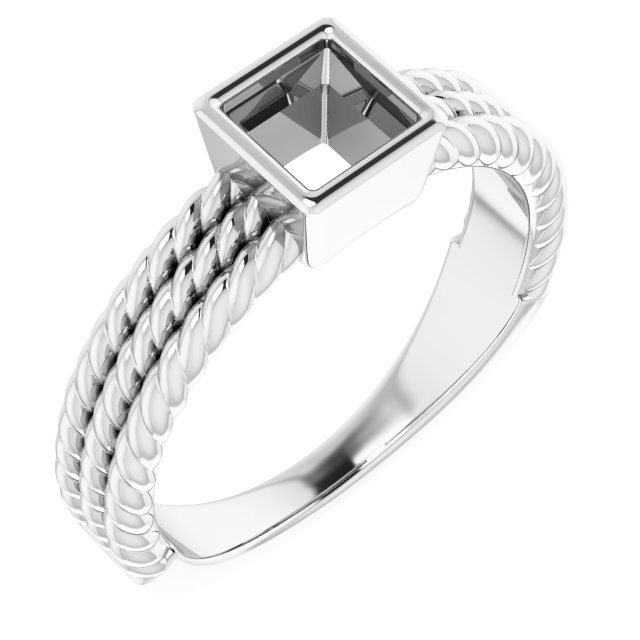 Bezel-Set Solitaire  Rope Ring