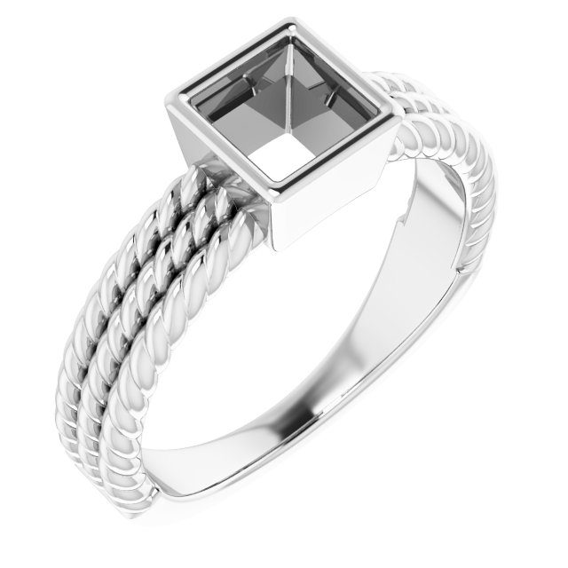 Bezel-Set Solitaire  Rope Ring