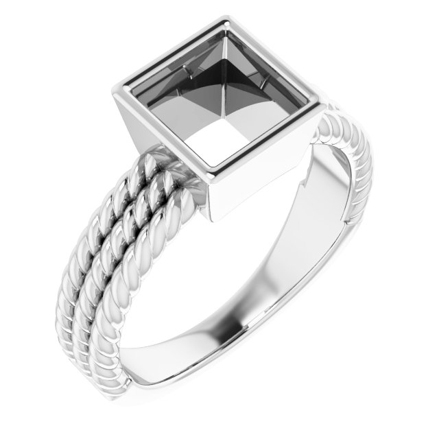 Bezel-Set Solitaire  Rope Ring