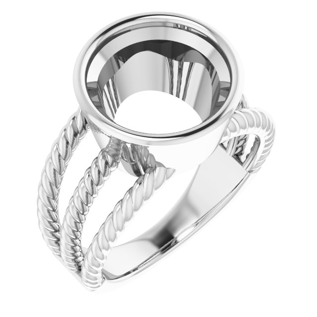 Bezel-Set Solitaire  Rope Ring