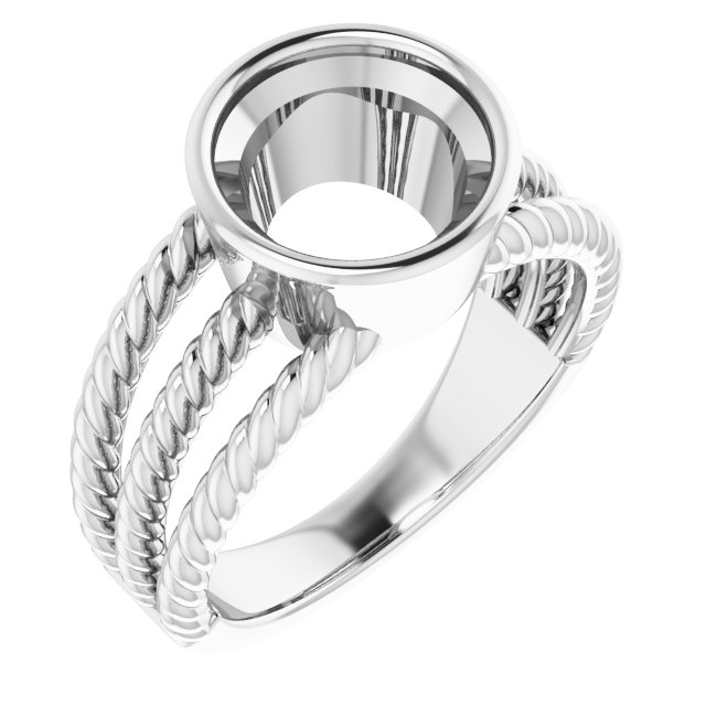 Bezel-Set Solitaire  Rope Ring