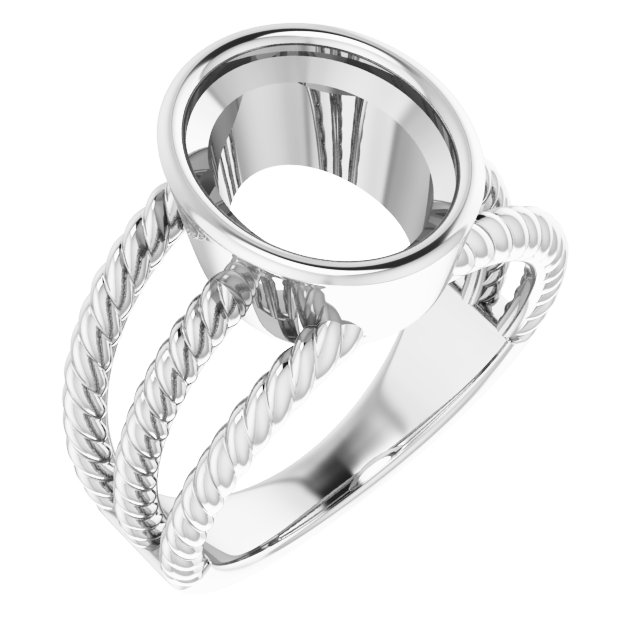 Bezel-Set Solitaire  Rope Ring