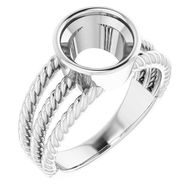 Bezel-Set Solitaire  Rope Ring