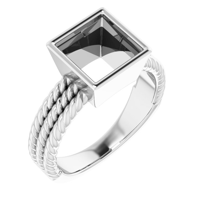 Bezel-Set Solitaire  Rope Ring