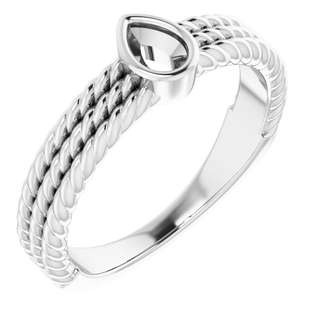 Bezel-Set Solitaire  Rope Ring