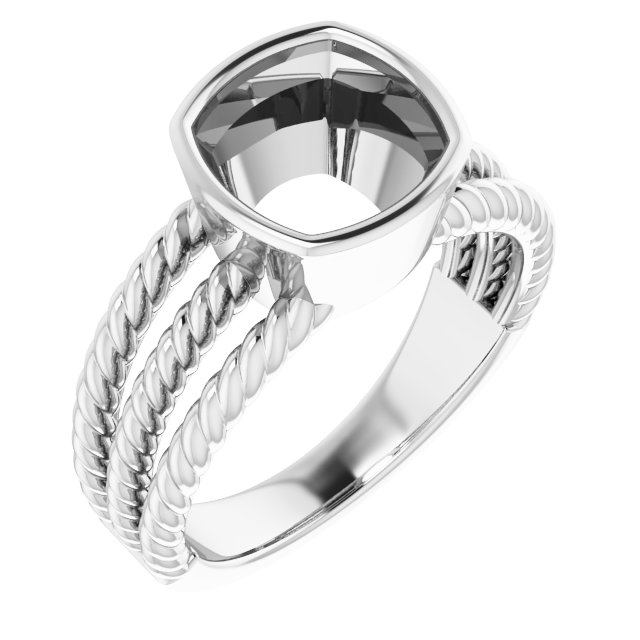 Bezel-Set Solitaire  Rope Ring
