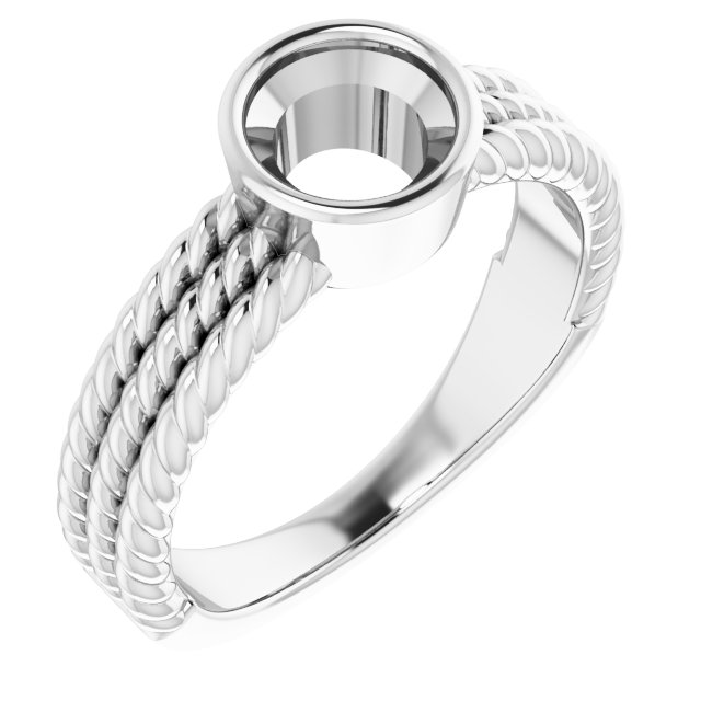 Bezel-Set Solitaire  Rope Ring