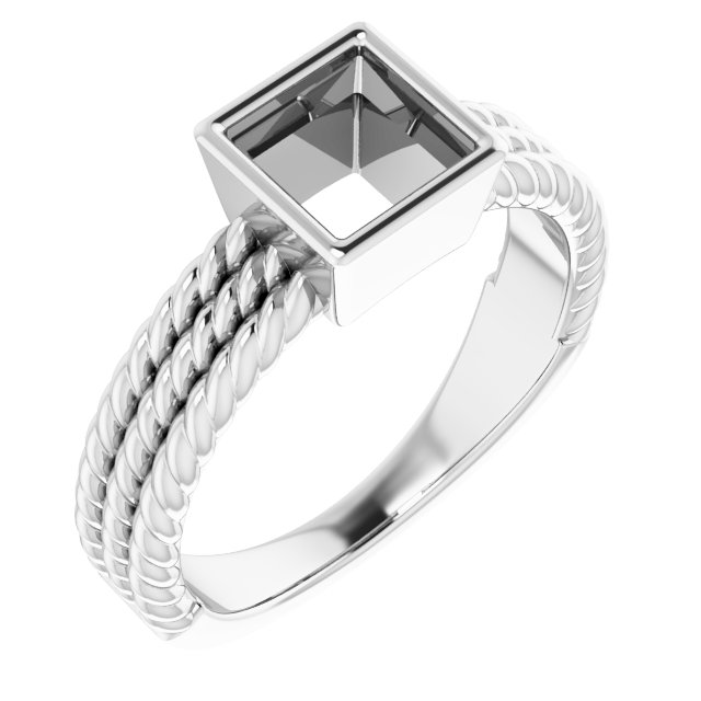 Bezel-Set Solitaire  Rope Ring