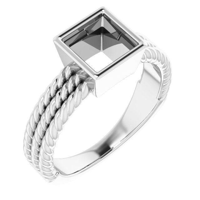 Bezel-Set Solitaire  Rope Ring