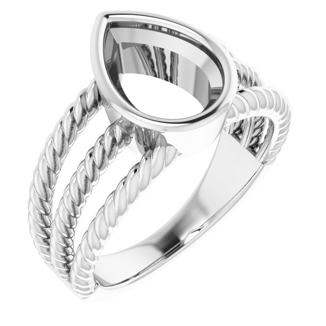 Bezel-Set Solitaire  Rope Ring