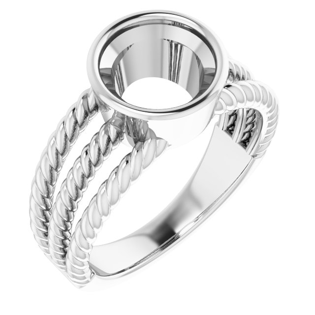 Bezel-Set Solitaire  Rope Ring