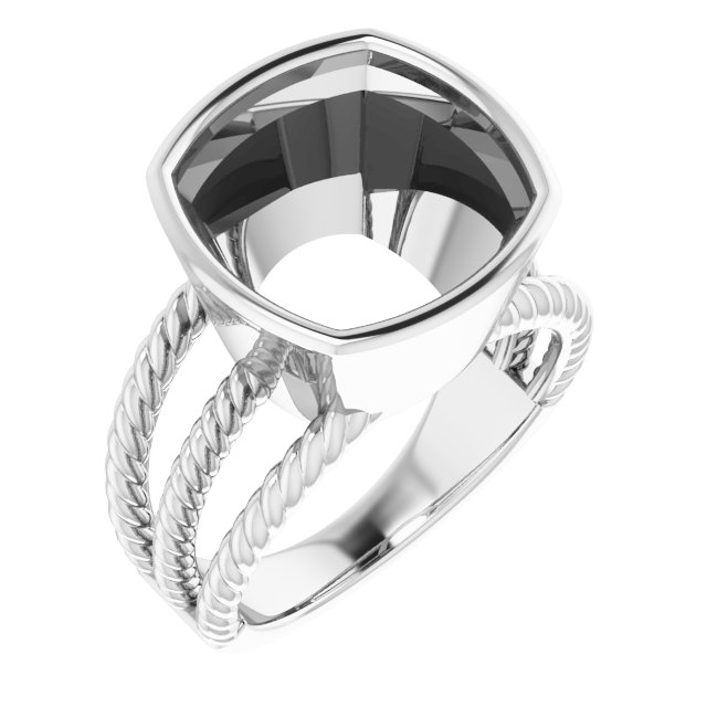 Bezel-Set Solitaire  Rope Ring