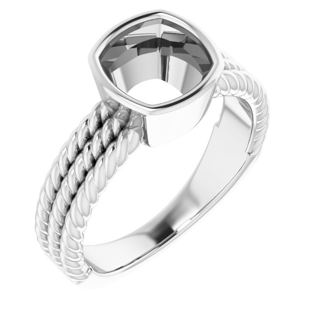 Bezel-Set Solitaire  Rope Ring