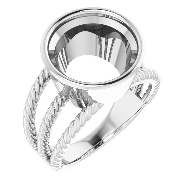 Bezel-Set Solitaire  Rope Ring