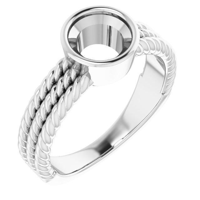 Bezel-Set Solitaire  Rope Ring