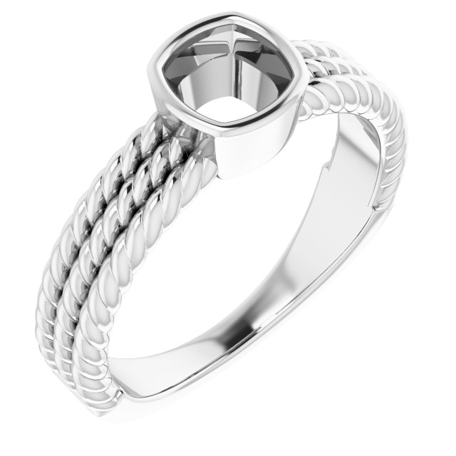 Bezel-Set Solitaire  Rope Ring