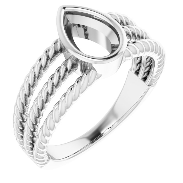 Bezel-Set Solitaire  Rope Ring