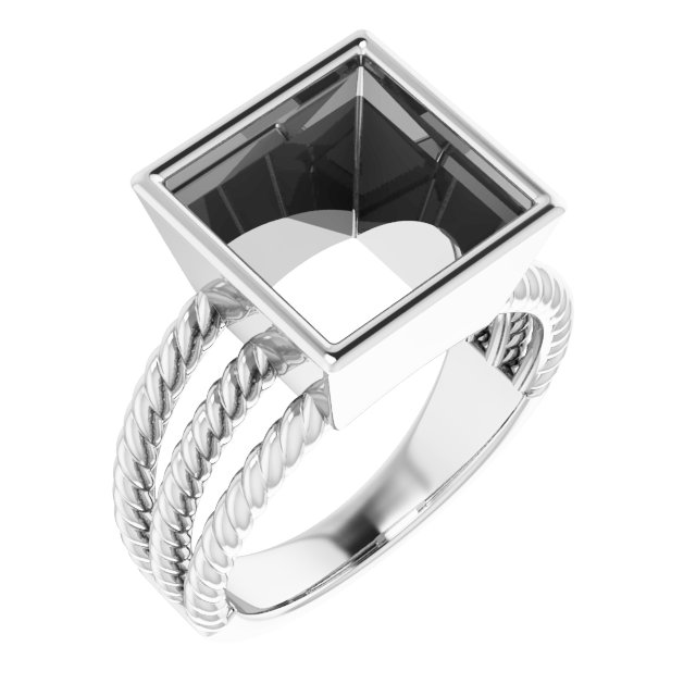 Bezel-Set Solitaire  Rope Ring