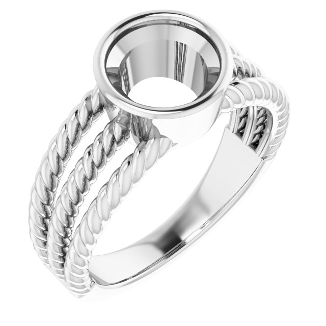 Bezel-Set Solitaire  Rope Ring