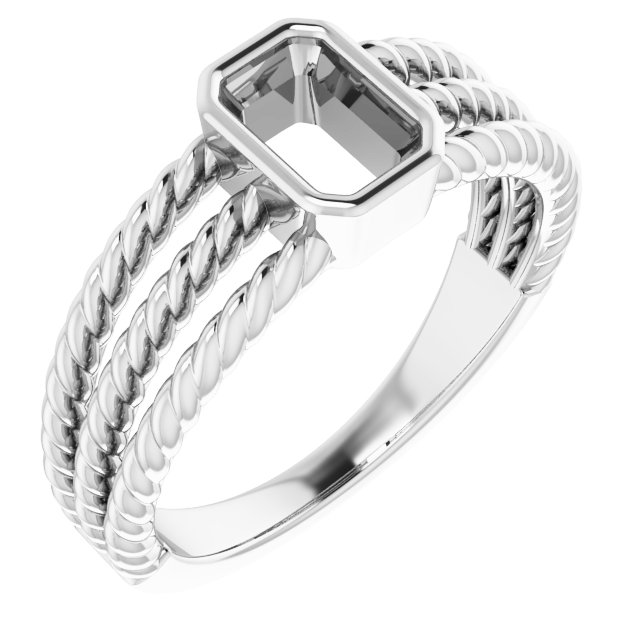 Bezel-Set Solitaire  Rope Ring