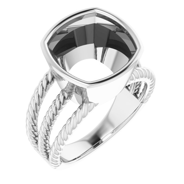 Bezel-Set Solitaire  Rope Ring