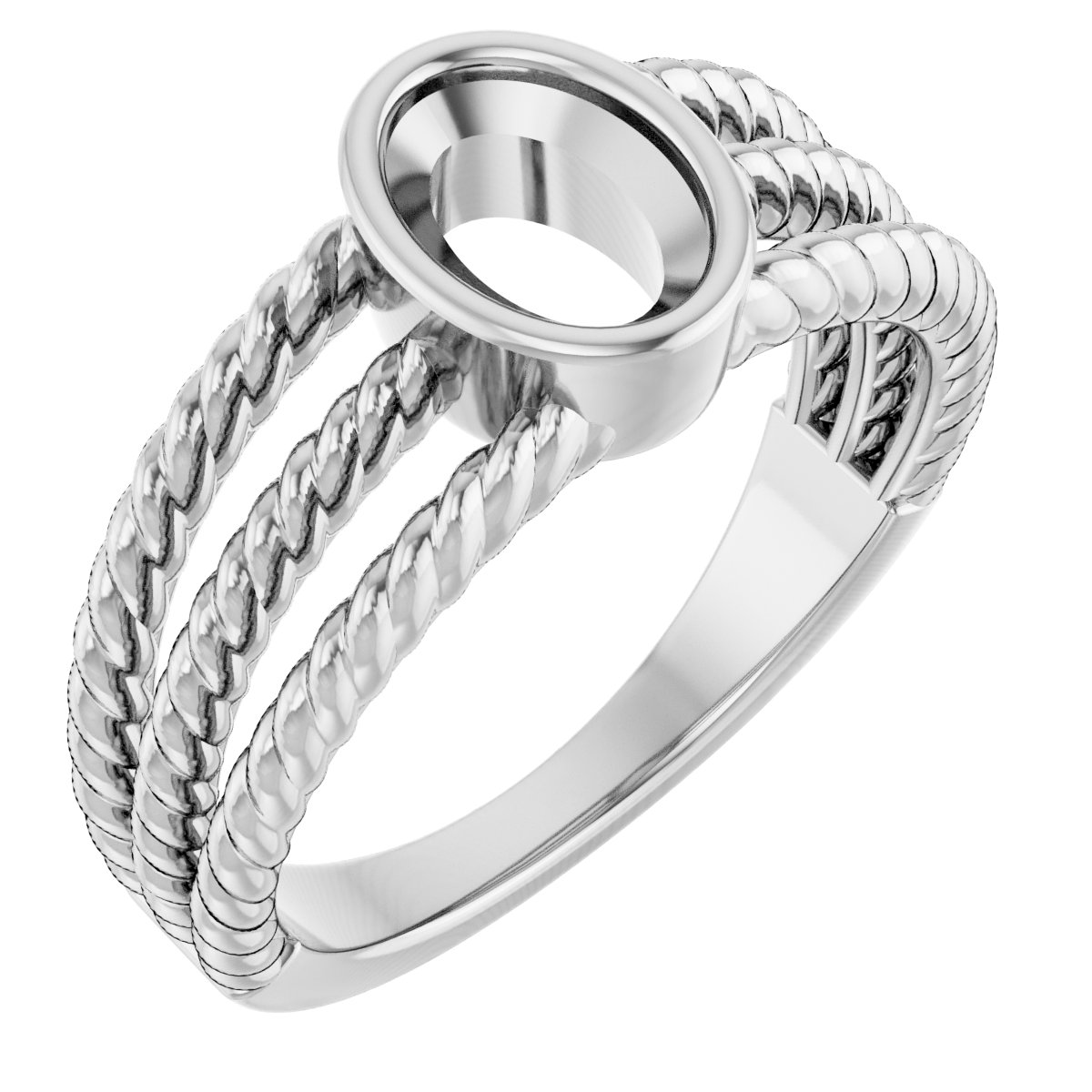 Bezel-Set Solitaire  Rope Ring