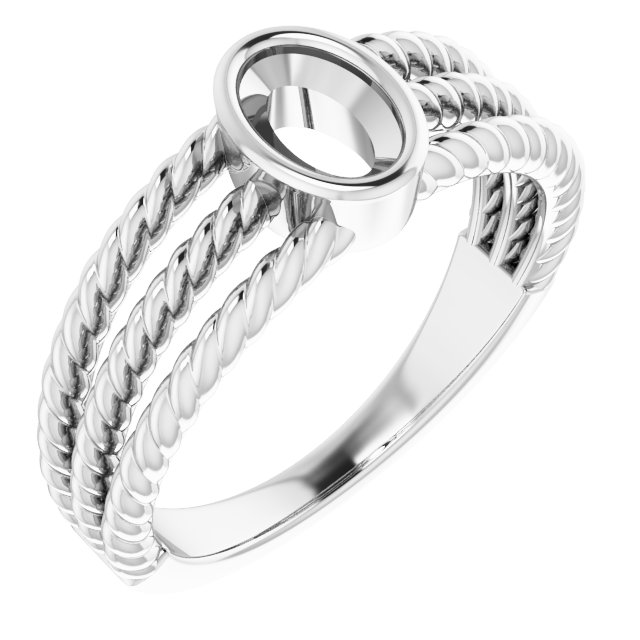 Bezel-Set Solitaire  Rope Ring