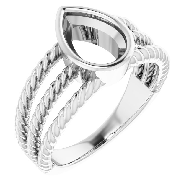 Bezel-Set Solitaire  Rope Ring