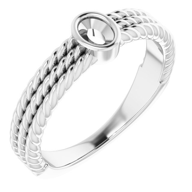 Bezel-Set Solitaire  Rope Ring