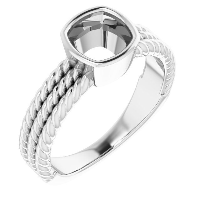Bezel-Set Solitaire  Rope Ring