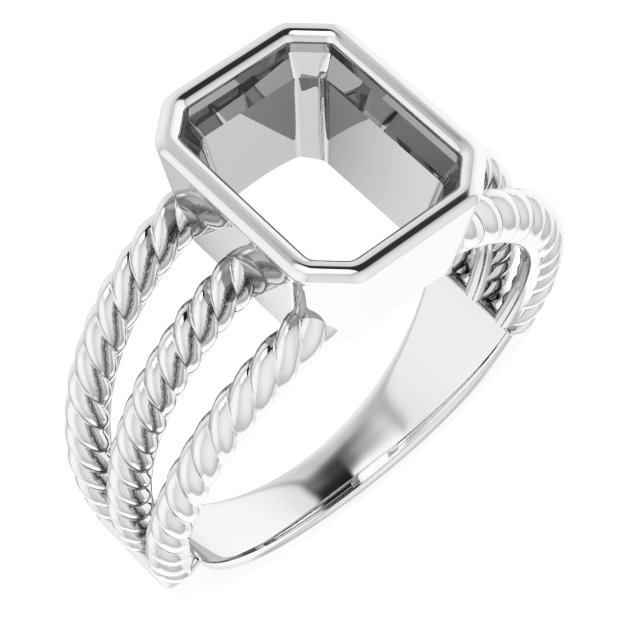 Bezel-Set Solitaire  Rope Ring