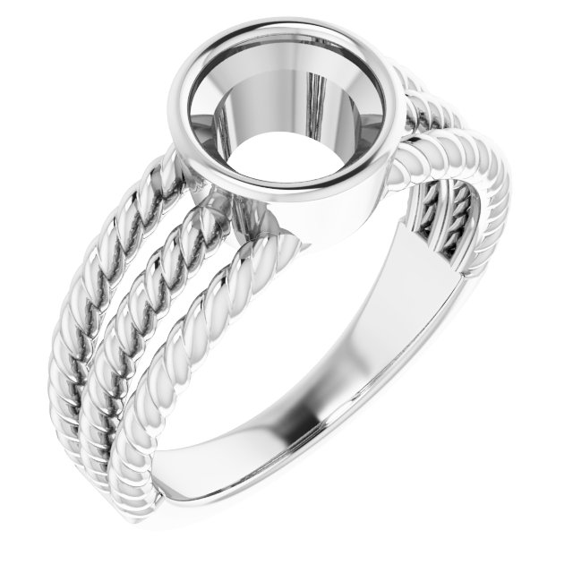 Bezel-Set Solitaire  Rope Ring