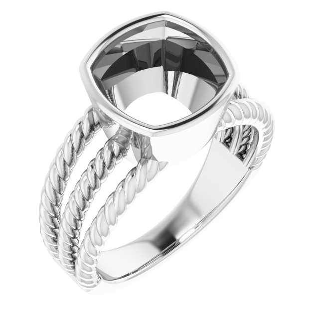 Bezel-Set Solitaire  Rope Ring