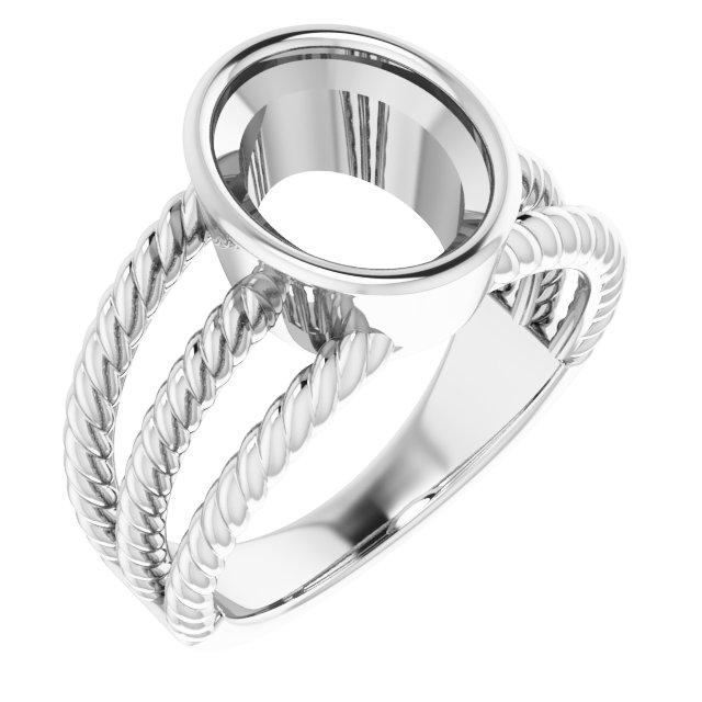Bezel-Set Solitaire  Rope Ring