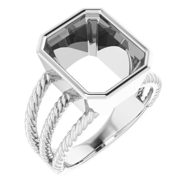 Bezel-Set Solitaire  Rope Ring