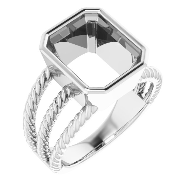 Bezel-Set Solitaire  Rope Ring