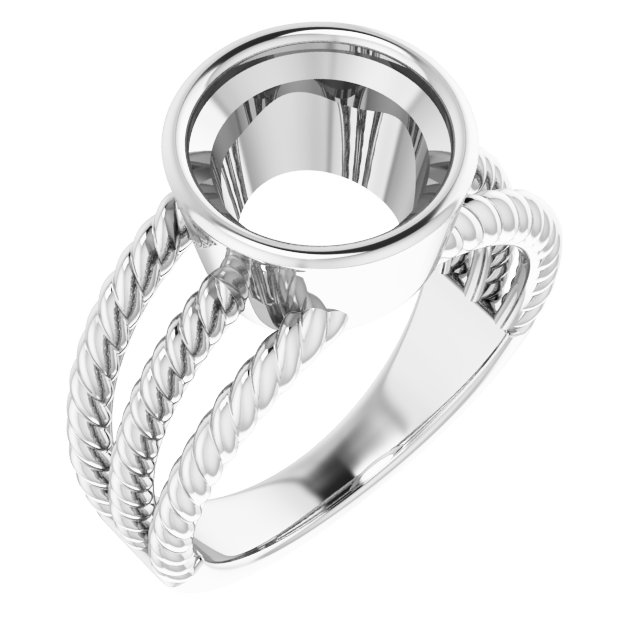 Bezel-Set Solitaire  Rope Ring