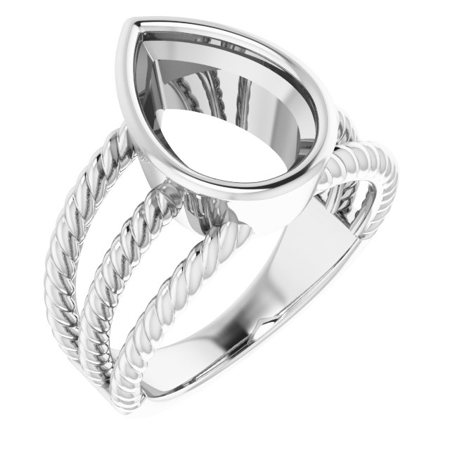 Bezel-Set Solitaire  Rope Ring