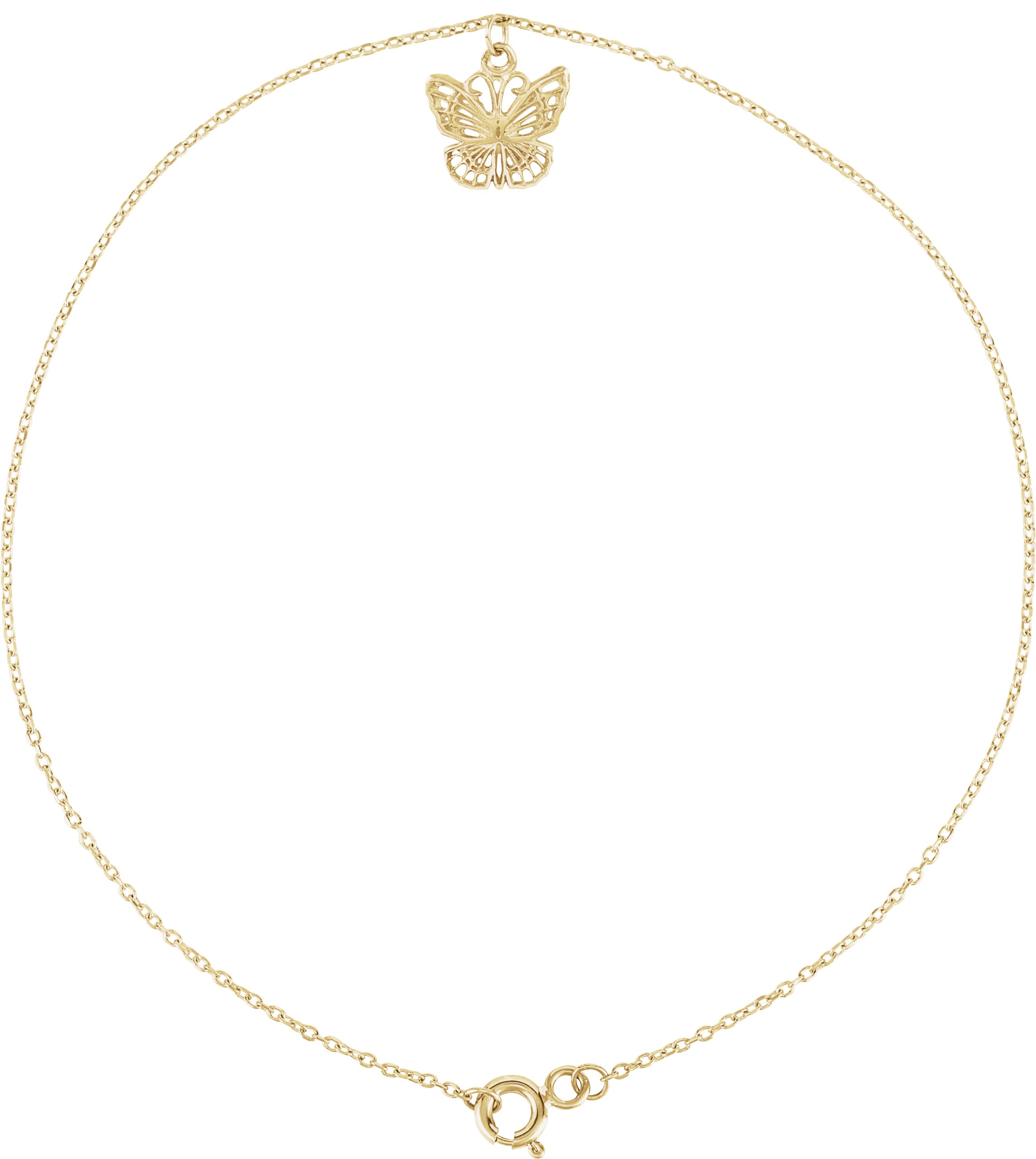 14K Yellow Butterfly 9" Anklet