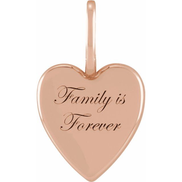 14K Rose Family is Forever Heart Charm/Pendant