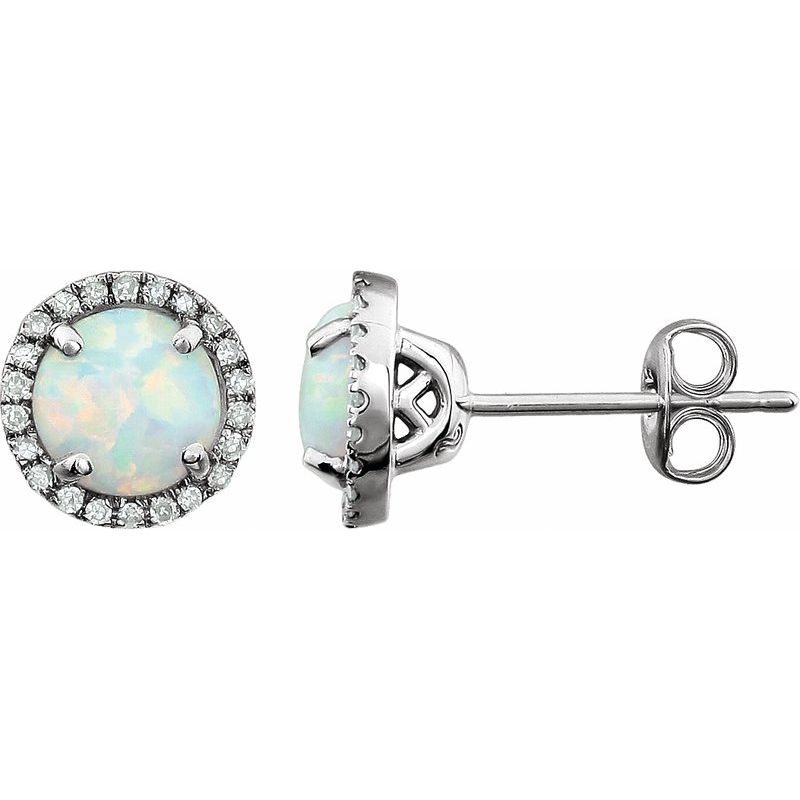 Round 4-Prong Halo-Style Birthstone Earrings