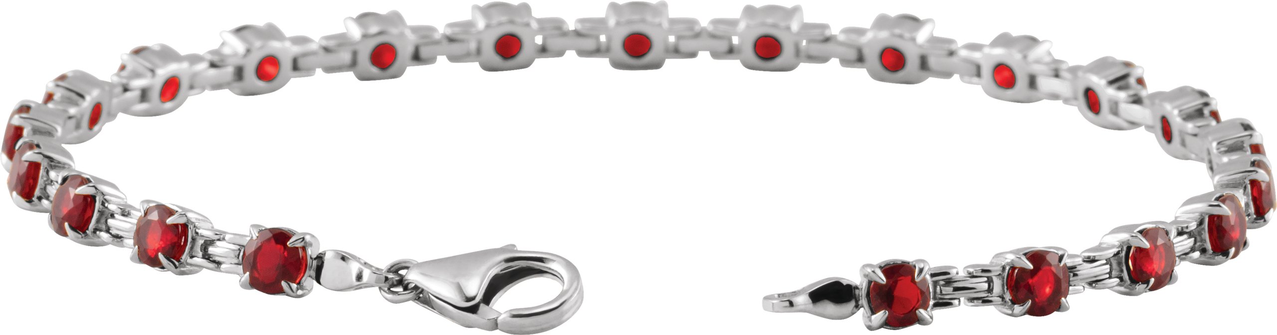 Sterling Silver Natural Mozambique Garnet 7 1/4 Line Bracelet