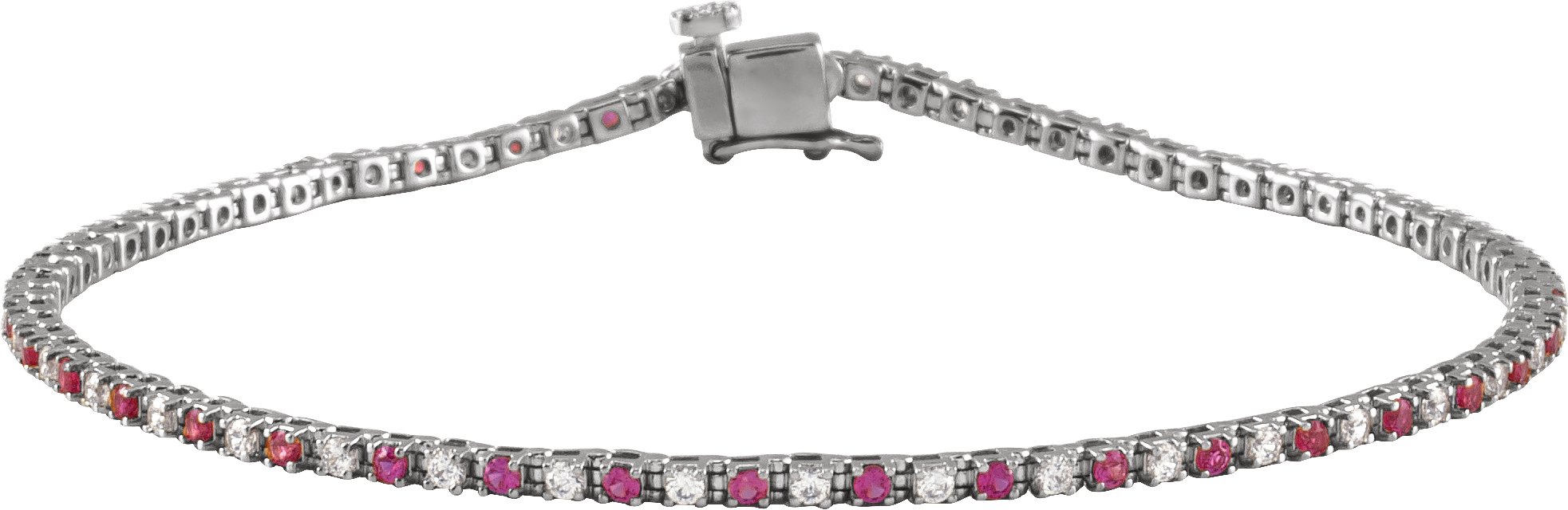 14K White Natural Ruby and 0.625 CTW Natural Diamond Link 7.25 inch Bracelet Ref 19567647